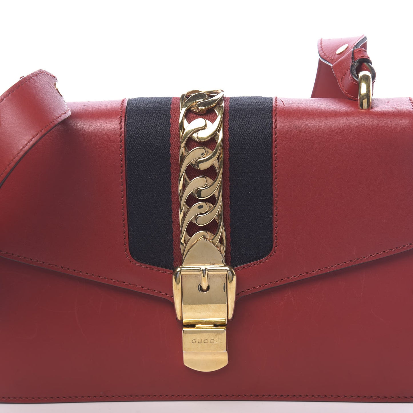 Calfskin Small Sylvie Shoulder Bag Hibiscus Red