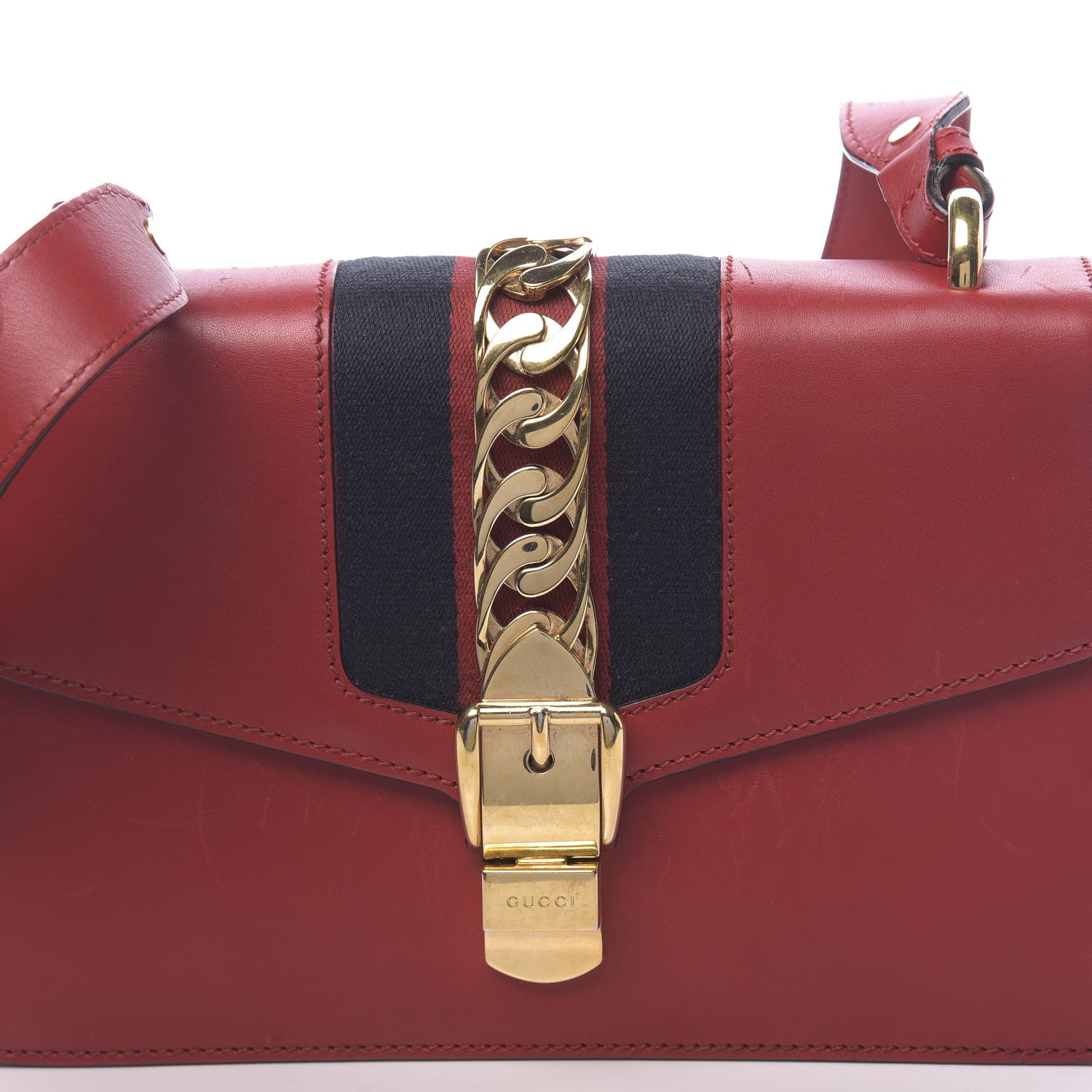 Gucci Calfskin Small Sylvie Shoulder Bag Hibiscus Red 10 of 15