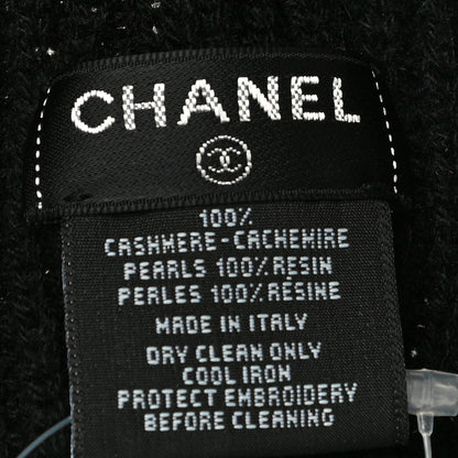 Chanel Cashmere Logo Beanie Hat Black White 5 of 7