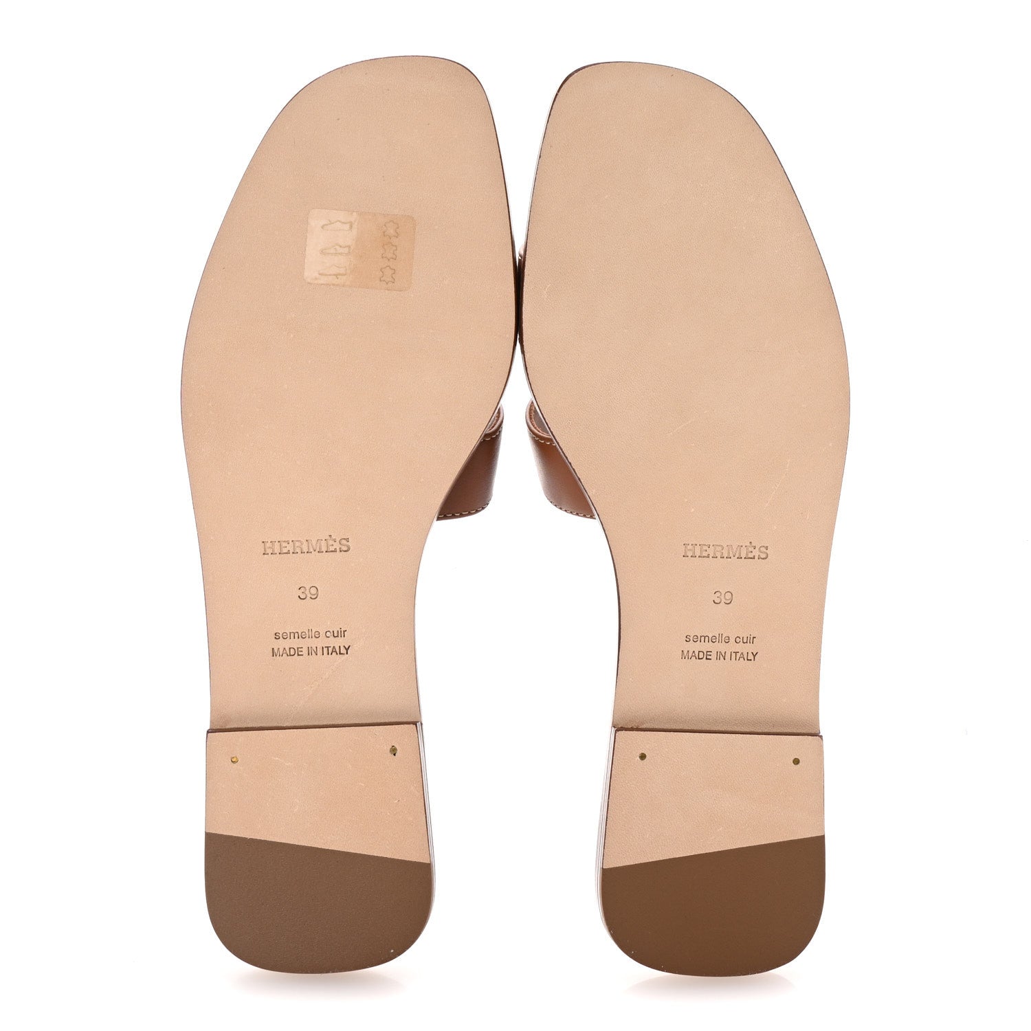 Hermes Box Calfskin Oran Sandals 39 Gold 6 of 9