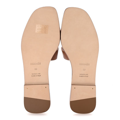 Hermes Box Calfskin Oran Sandals 39 Gold 6 of 9