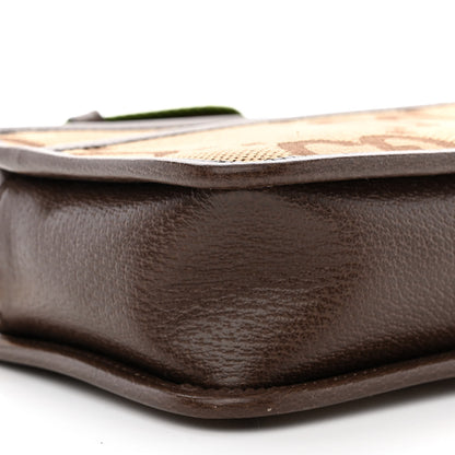 Gucci Monogram Jumbo GG Textured Dollar Calfskin Web Mini Crossbody Bag Camel Ebony New Acero 9 of 11