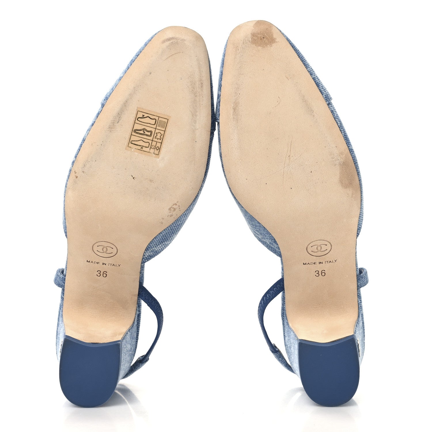 Chanel Denim Cap Toe Denim Slingback Pumps 36 Blue 6 of 9