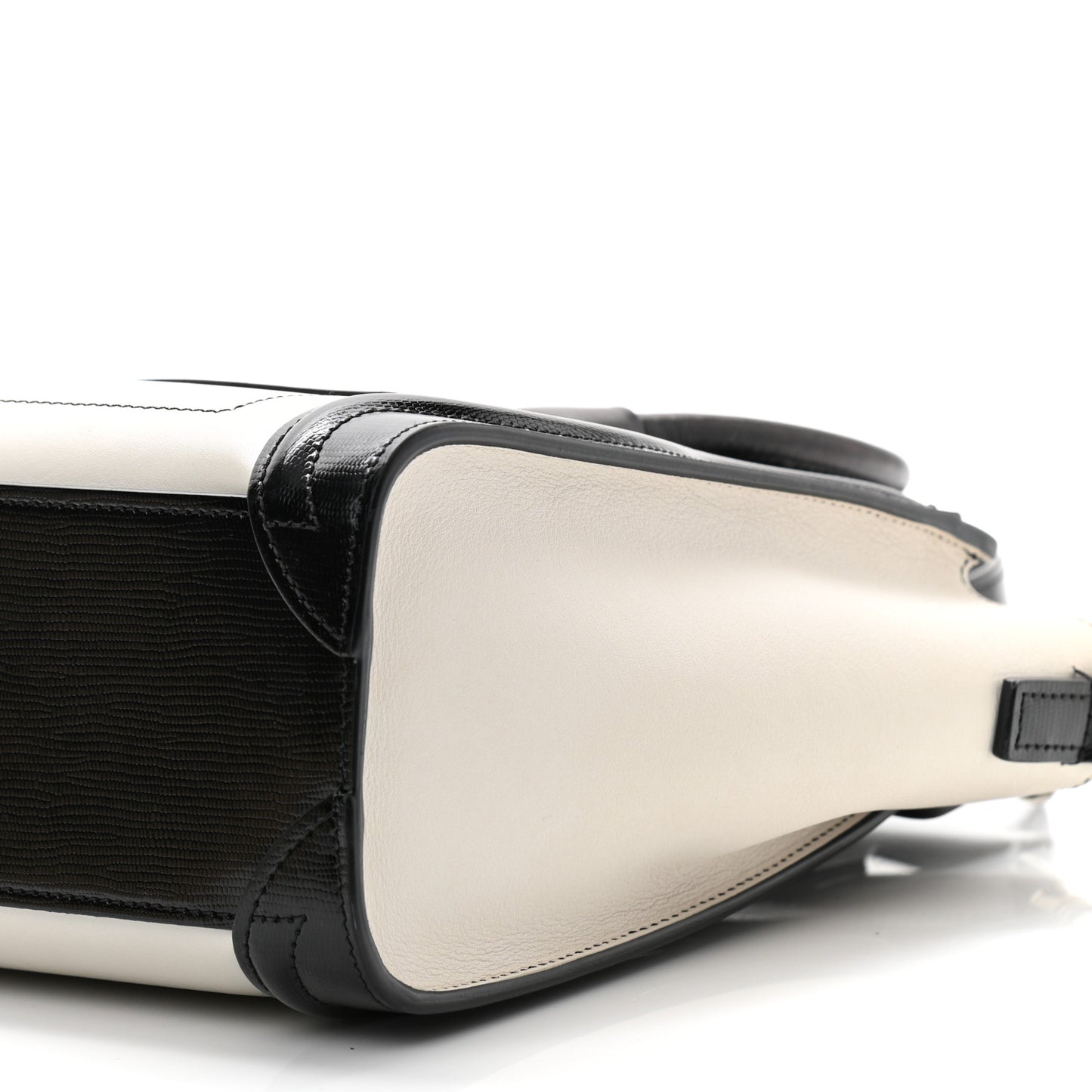 Smooth Calfskin Lizard Embossed Nano Luggage White Black