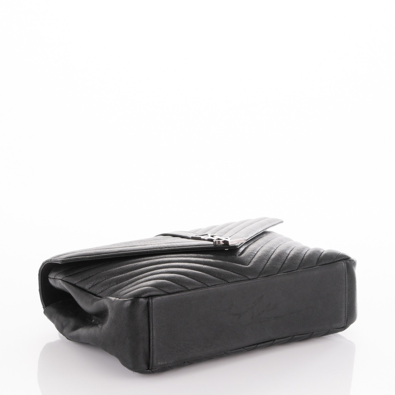 Saint Laurent Sheepskin Matelasse Chevron Monogram Large College Satchel Black 5 of 8