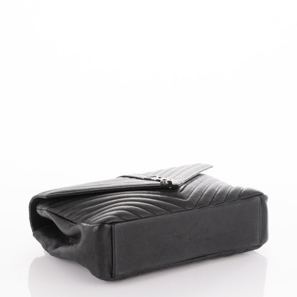 Saint Laurent Sheepskin Matelasse Chevron Monogram Large College Satchel Black 5 of 8