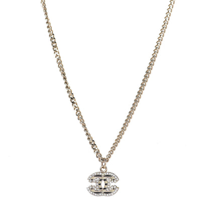 Chanel Crystal Enamel Striped CC Necklace Gold Black 1 of 6