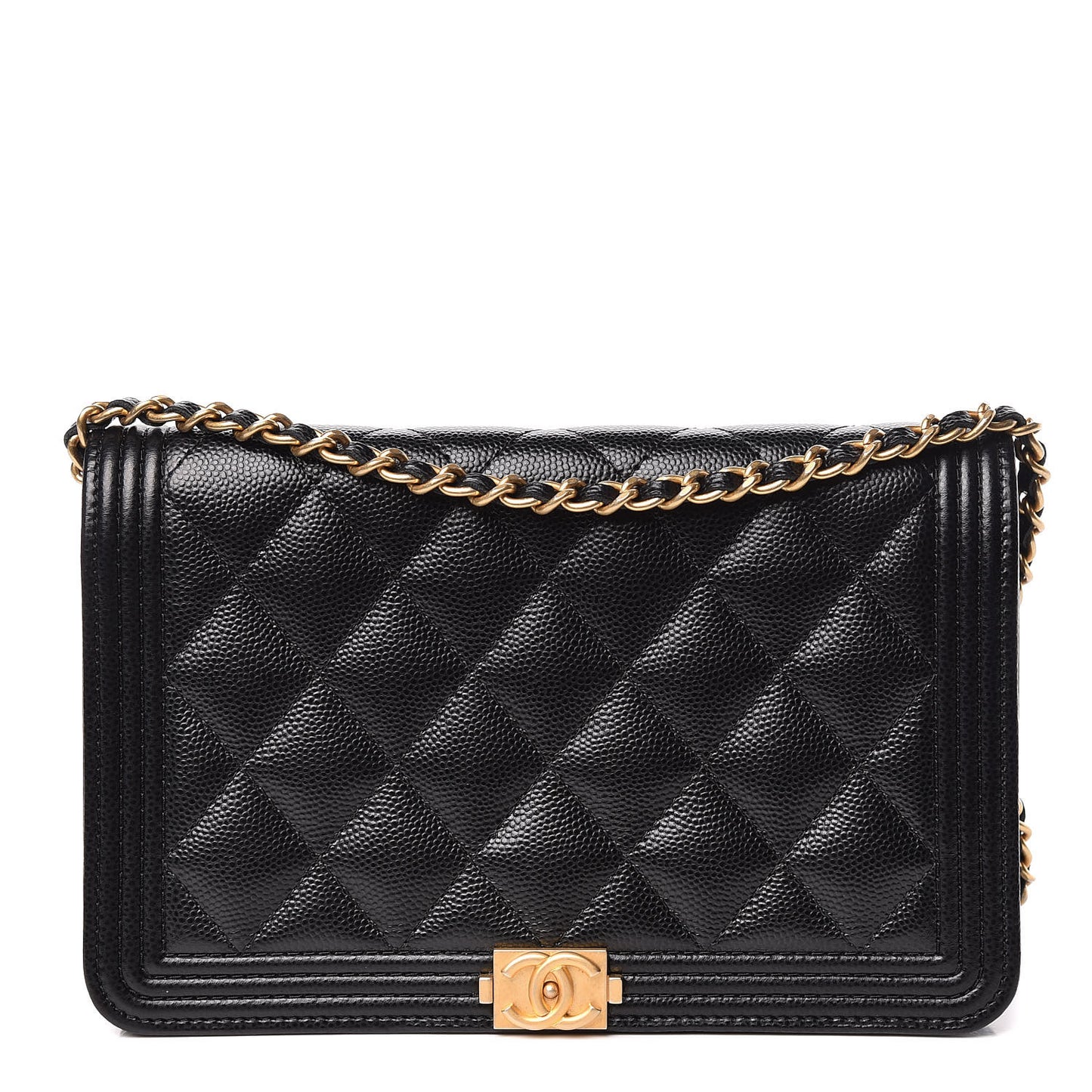 Caviar Quilted Boy Wallet On Chain WOC Black