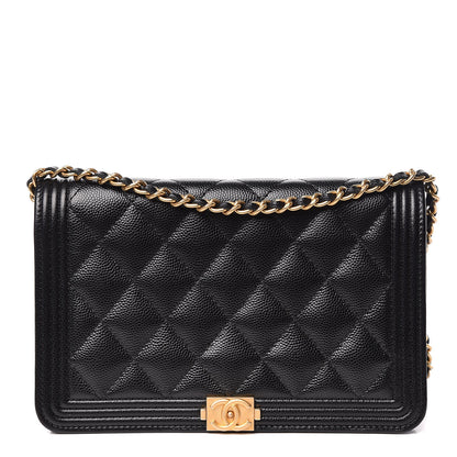 Chanel Caviar Quilted Boy Wallet On Chain WOC Black 1 of 14