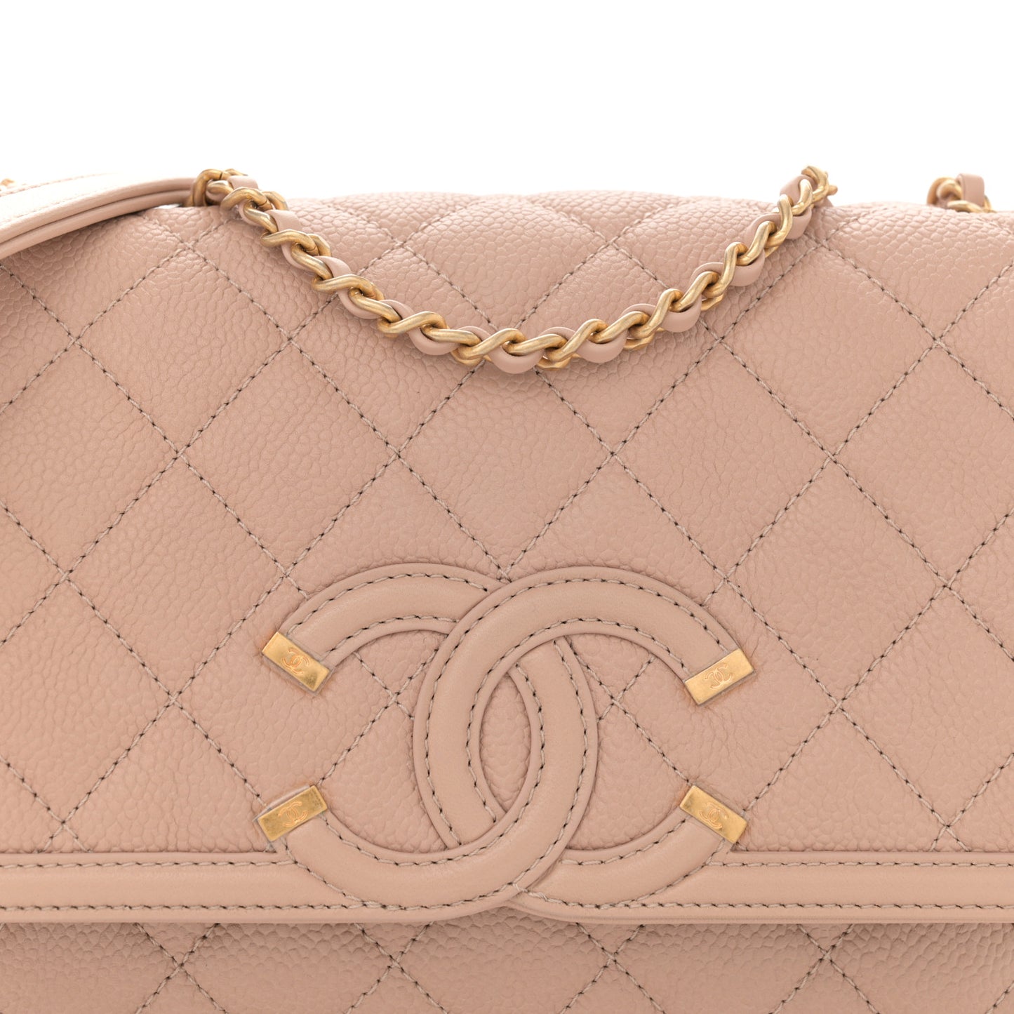 Caviar Quilted Small CC Filigree Flap Beige Beige