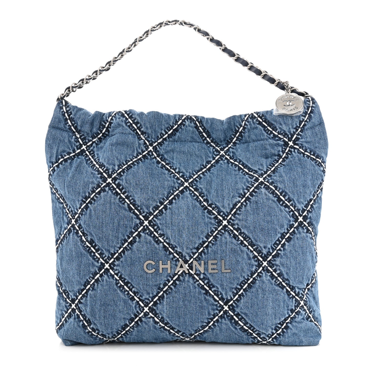 Chanel Stitched Denim Quilted Chanel 22 Blue 3 of 11