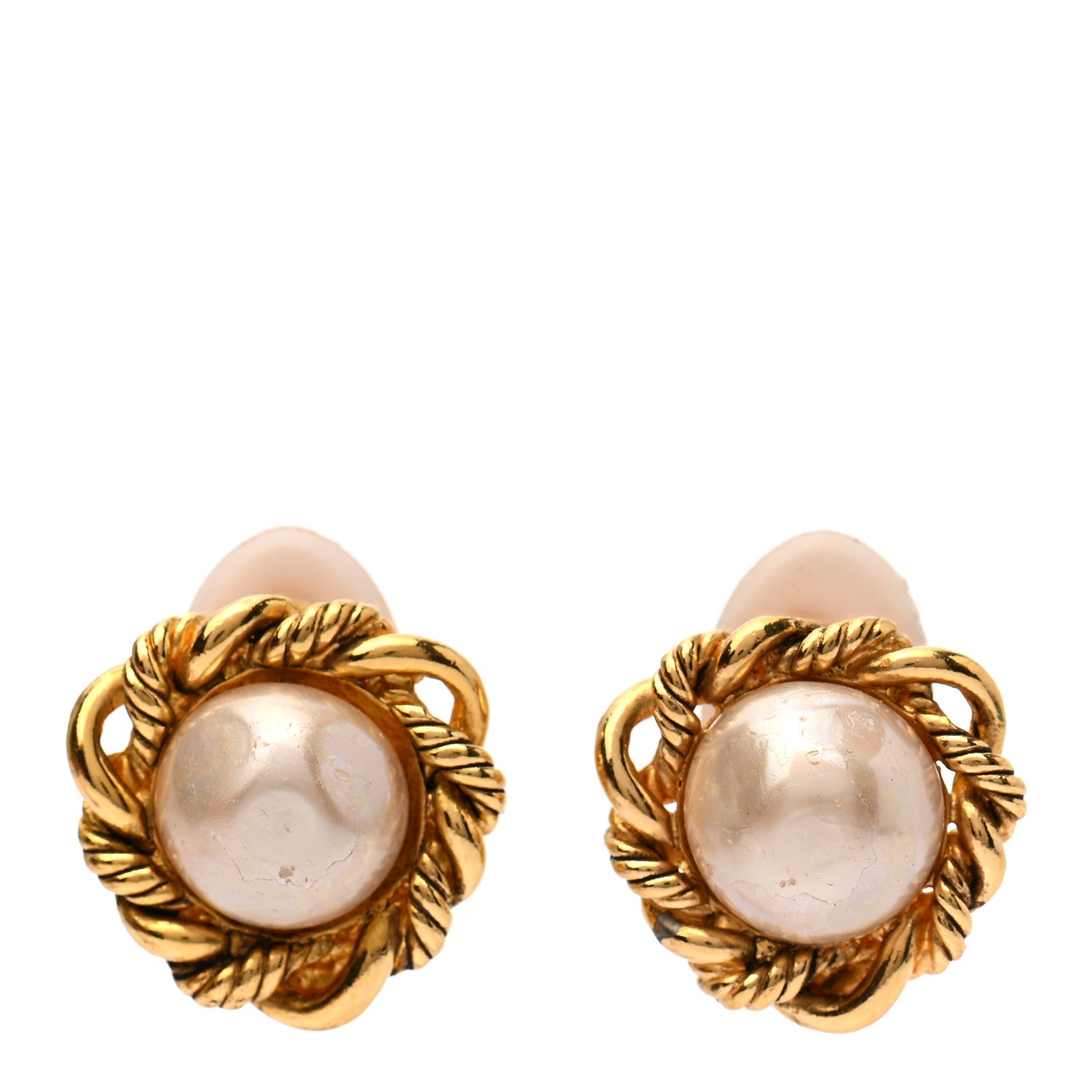 Chanel Pearl Clip On Earrings Gold 1 of 6