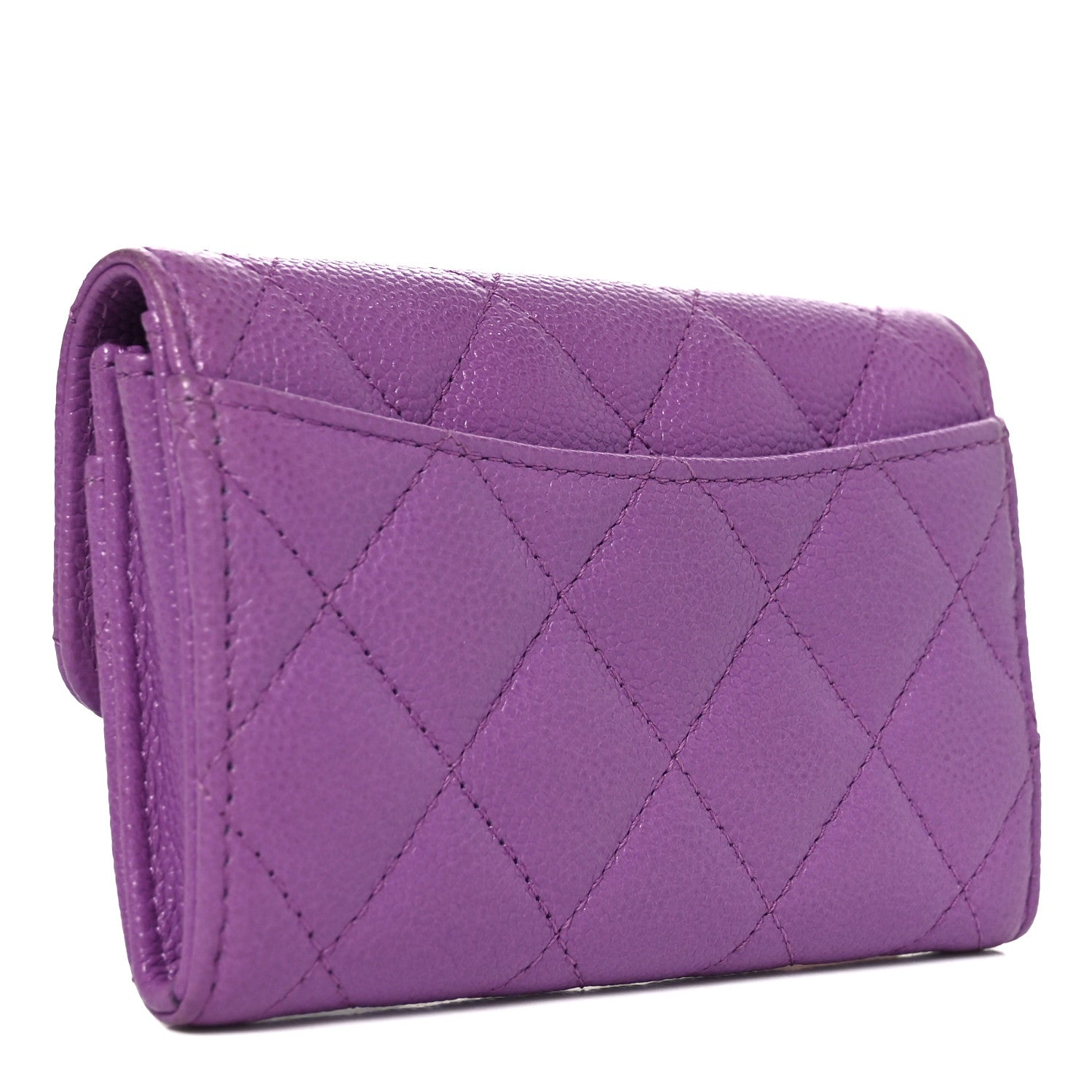 Chanel Caviar Quilted Flap Card Holder Wallet Purple 3 of 9