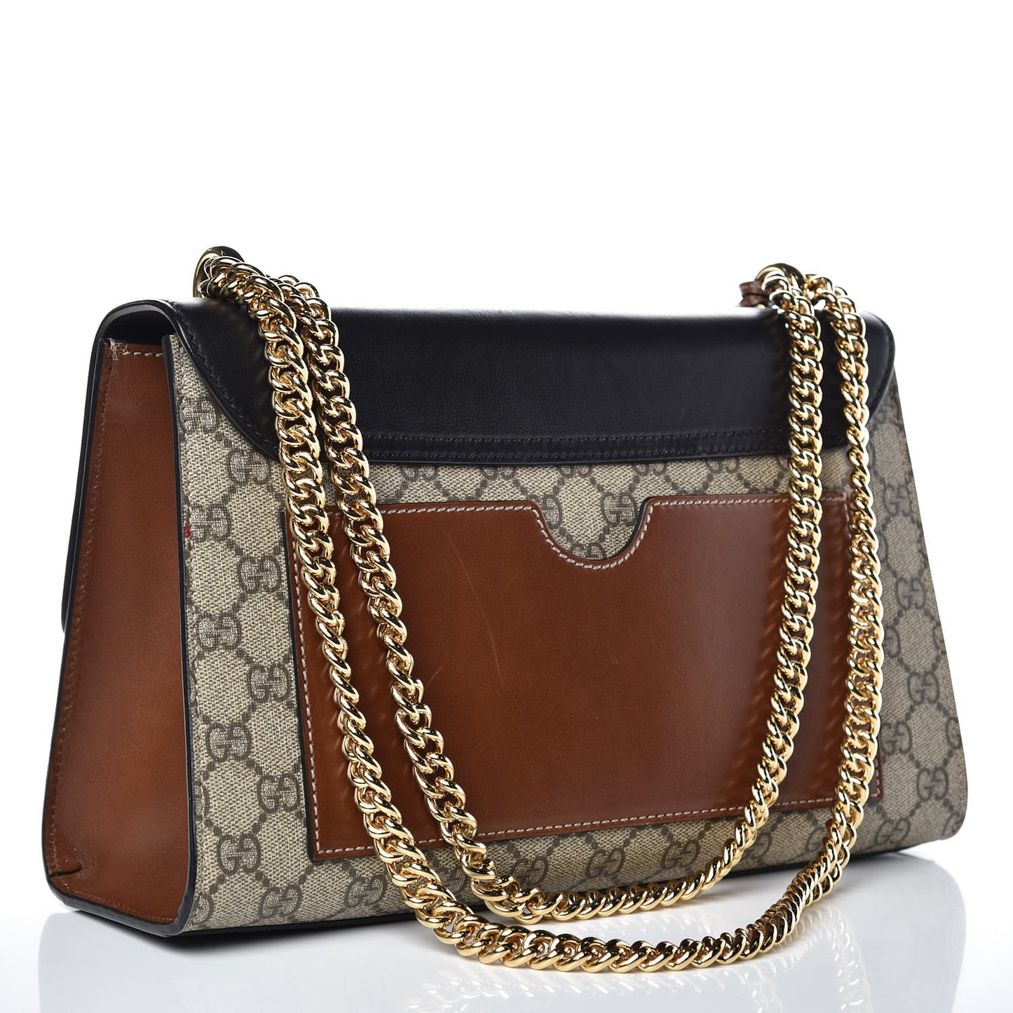 GG Supreme Monogram Calfskin Medium Padlock Shoulder Bag Beige Black Cuir