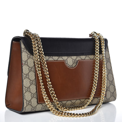Gucci GG Supreme Monogram Calfskin Medium Padlock Shoulder Bag Beige Black Cuir 3 of 13