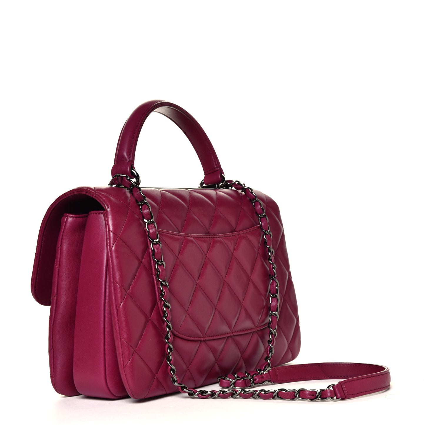Lambskin Quilted Medium Trendy CC Flap Dual Handle Bag Dark Pink