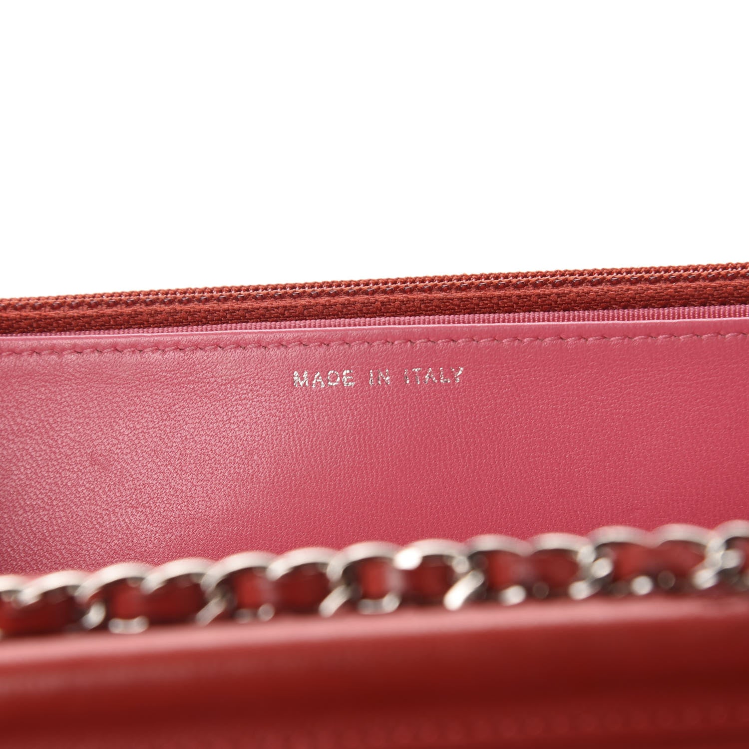 Chanel Lambskin Quilted Wallet On Chain WOC Red Pink 11 of 16