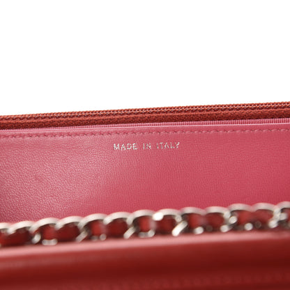 Chanel Lambskin Quilted Wallet On Chain WOC Red Pink 11 of 16
