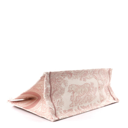 Christian Dior Canvas Toile De Jouy Embroidered Large Book Tote Pink 4 of 10