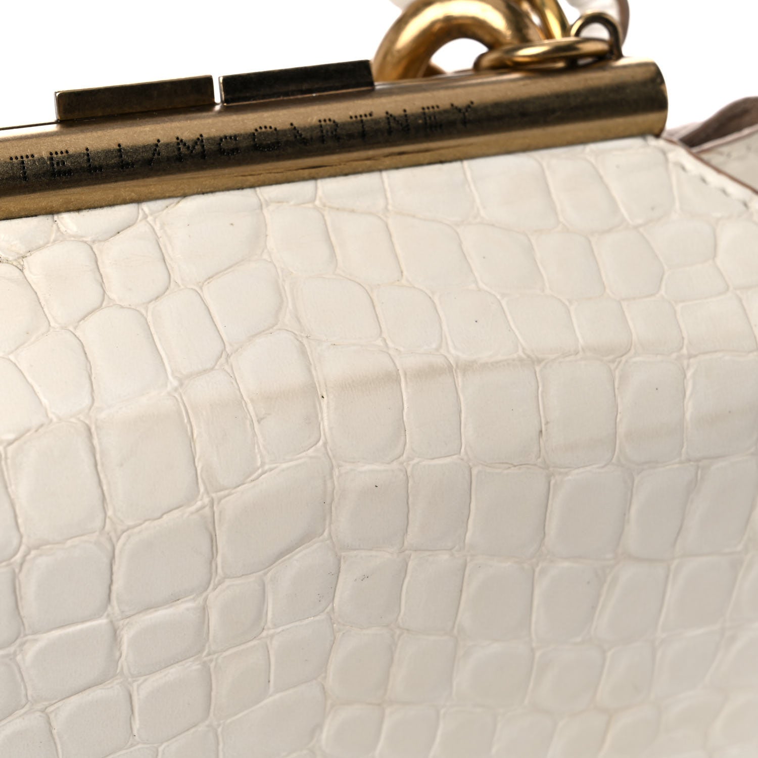 Stella McCartney Crocodile Embossed Structured Shoulder Bag White 14 of 14