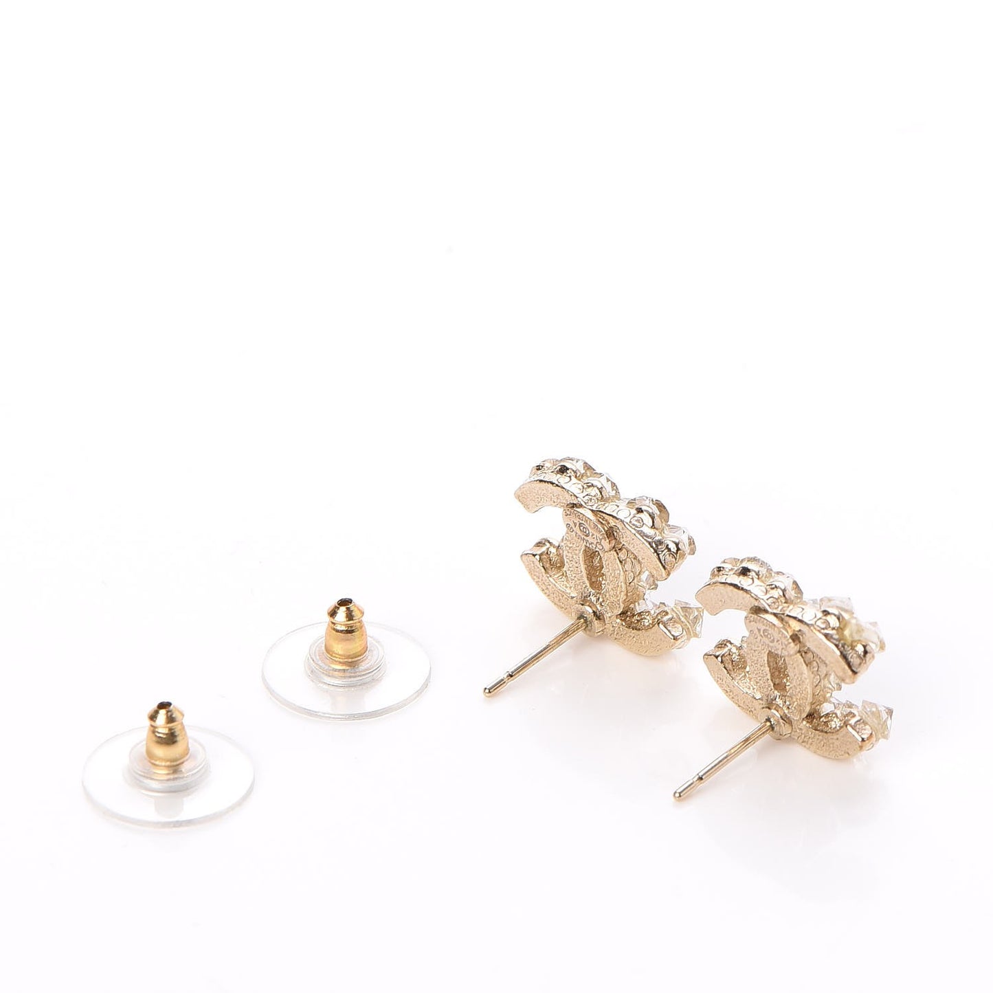 Poured Glass CC Earrings Light Gold