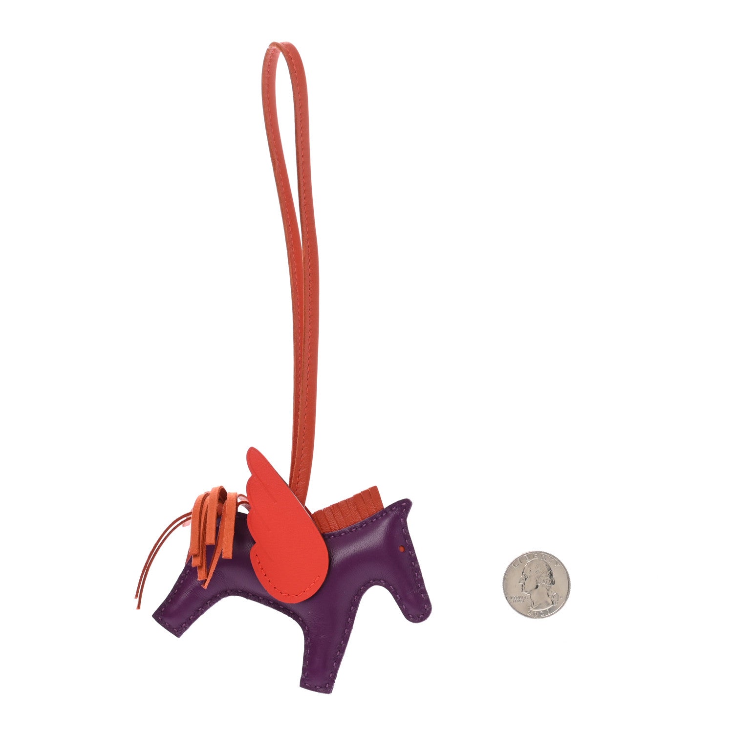 Hermes Milo Lambskin Grigri Rodeo Pegase Horse Bag Charm PM Violet Cornaline Capucine 2 of 4