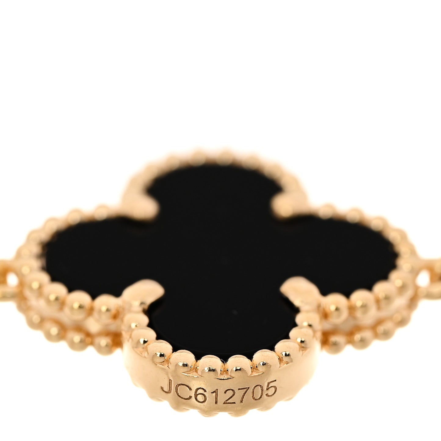 18K Yellow Gold Black Onyx 5 Motifs Vintage Alhambra Bracelet