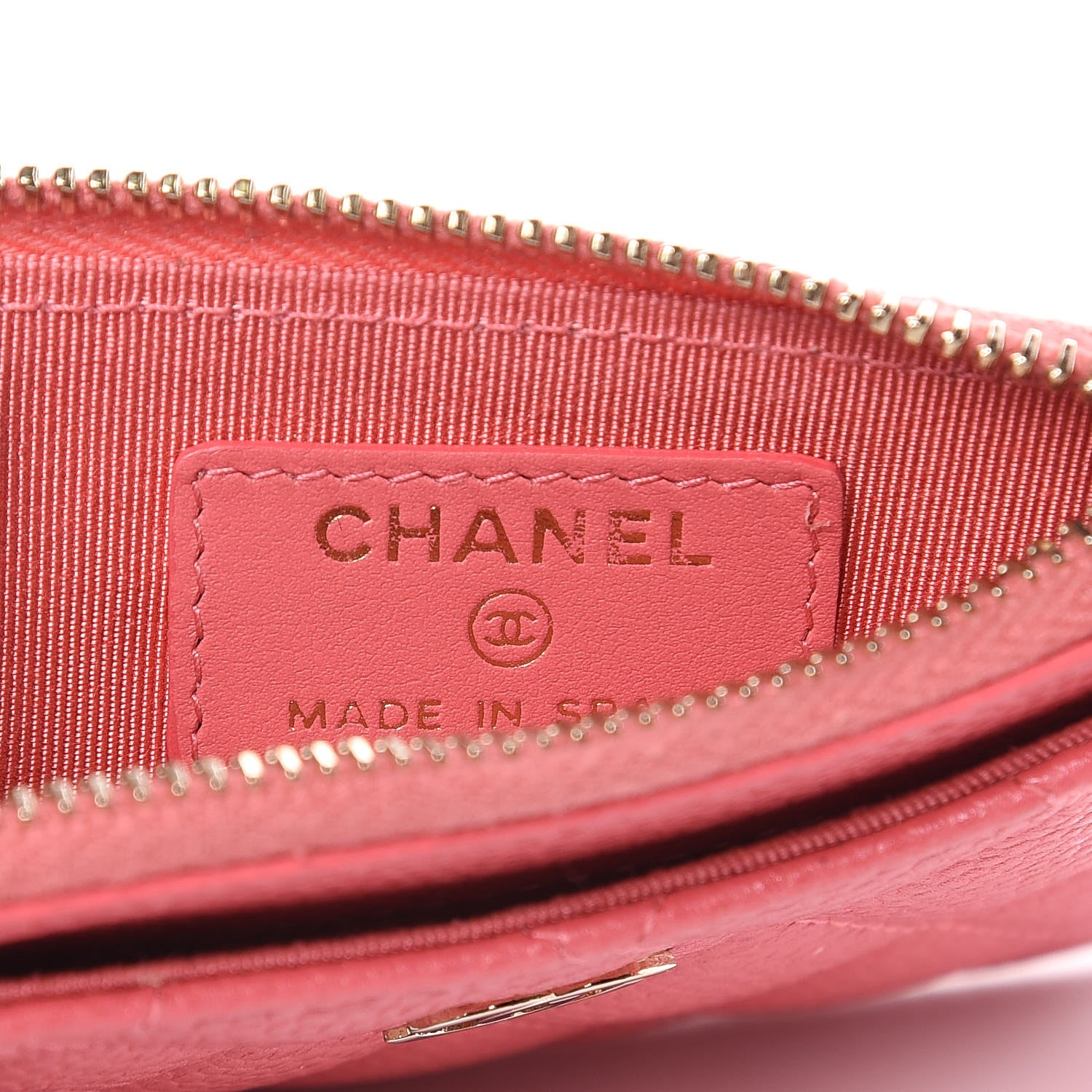 Chanel Caviar Quilted CC Zip Card Holder Pink 6 of 9