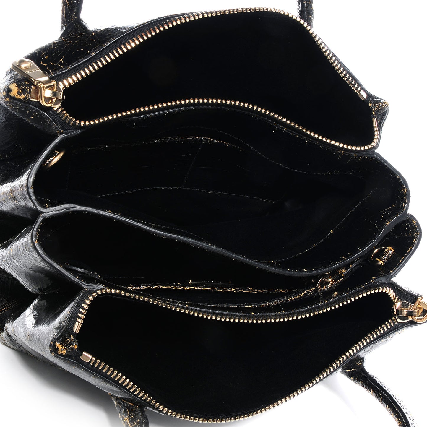 Leather Craquele Handbag Nero Black