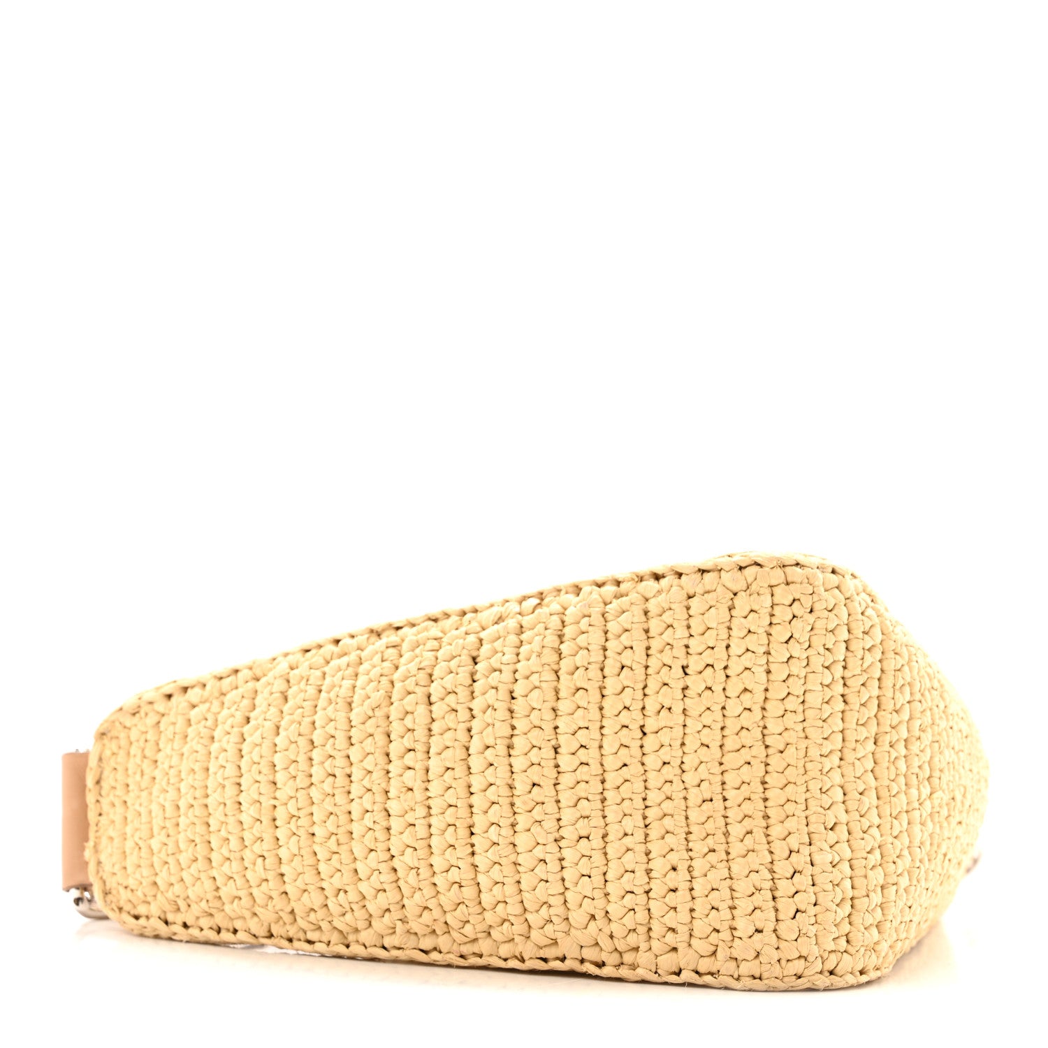 Prada Yarn Raffia Effect Crochet Triangle Shoulder Bag Naturale 4 of 16