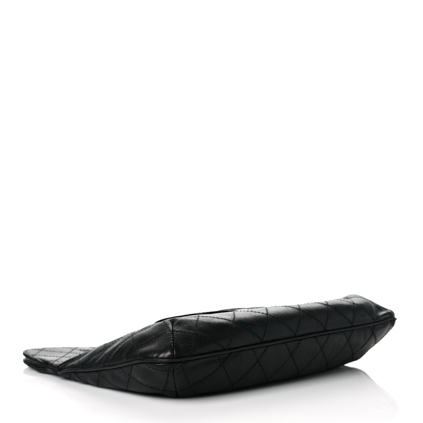 Calfskin Stitched CC Flap Clutch Black