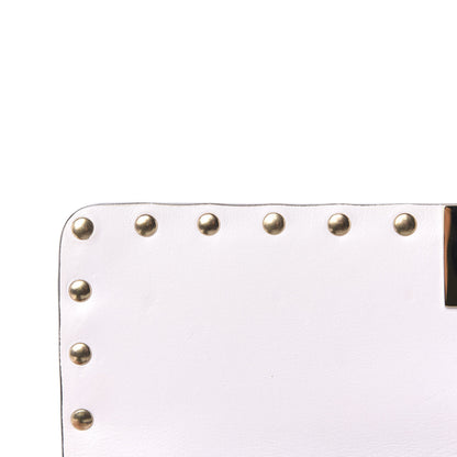 Valentino Garavani Lambskin VLTN Print Medium Rockstud Spike Shoulder Bag Optic White Black 11 of 12