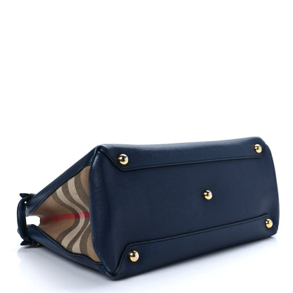 Burberry Grainy Calfskin House Check Medium Banner Tote Ink Blue 4 of 12