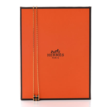 Hermes Lacquered Gold Mini Pop H Pendant Necklace Black 7 of 7