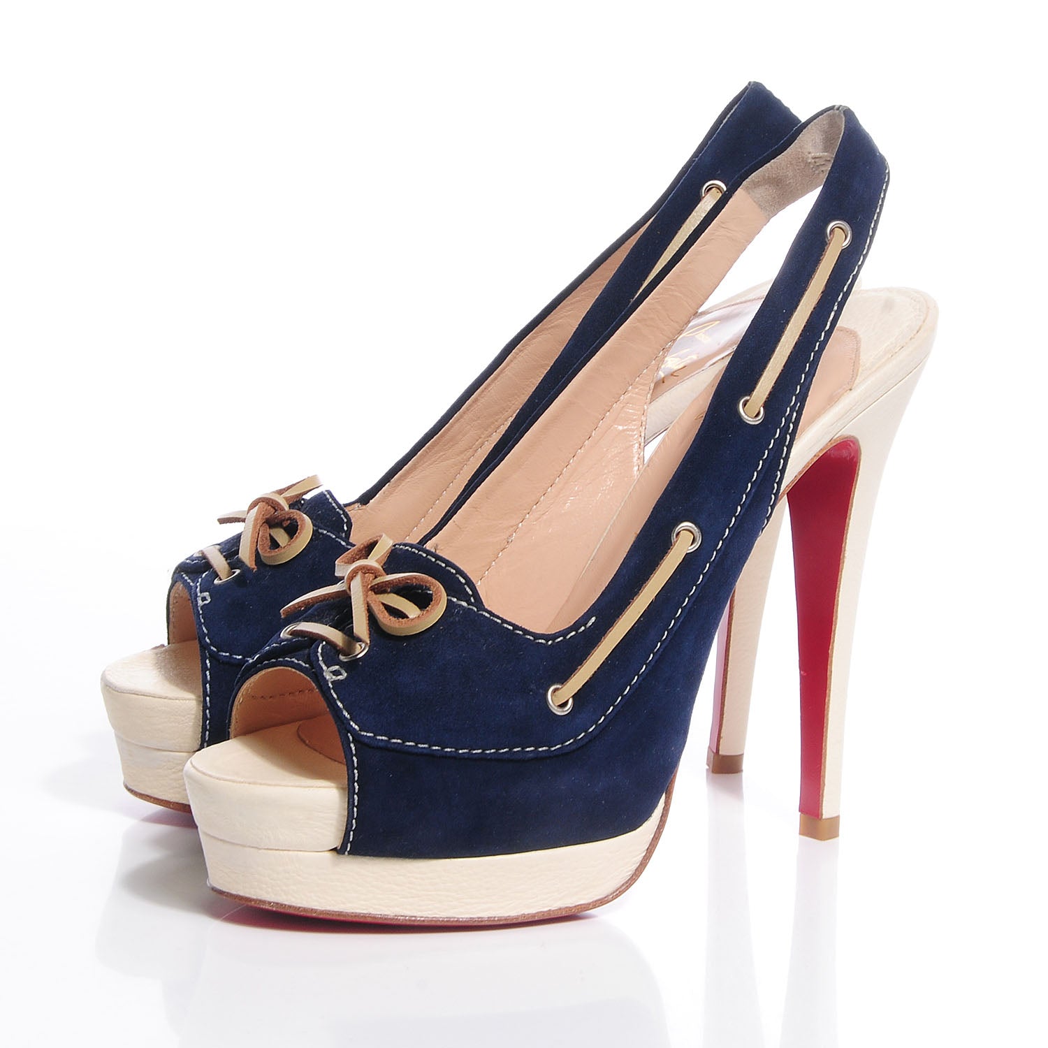 Christian Louboutin Suede Jefferson Plato 140 Pumps 36.5 Navy 3 of 7