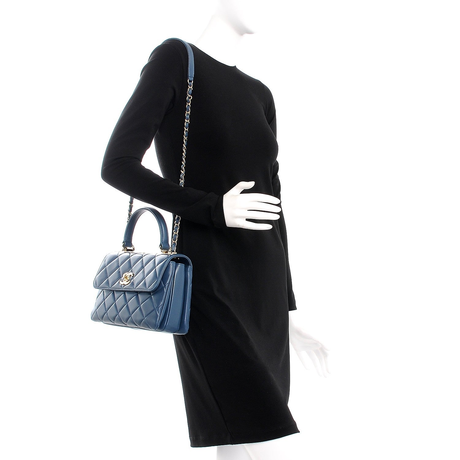 Chanel Lambskin Quilted Small Trendy CC Flap Dual Handle Bag Blue 2 of 8