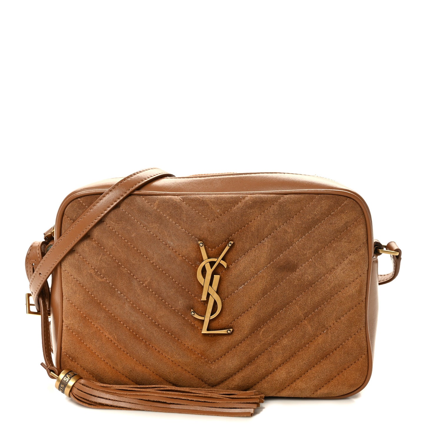 Suede Matelasse Monogram Lou Camera Bag Cinnamon