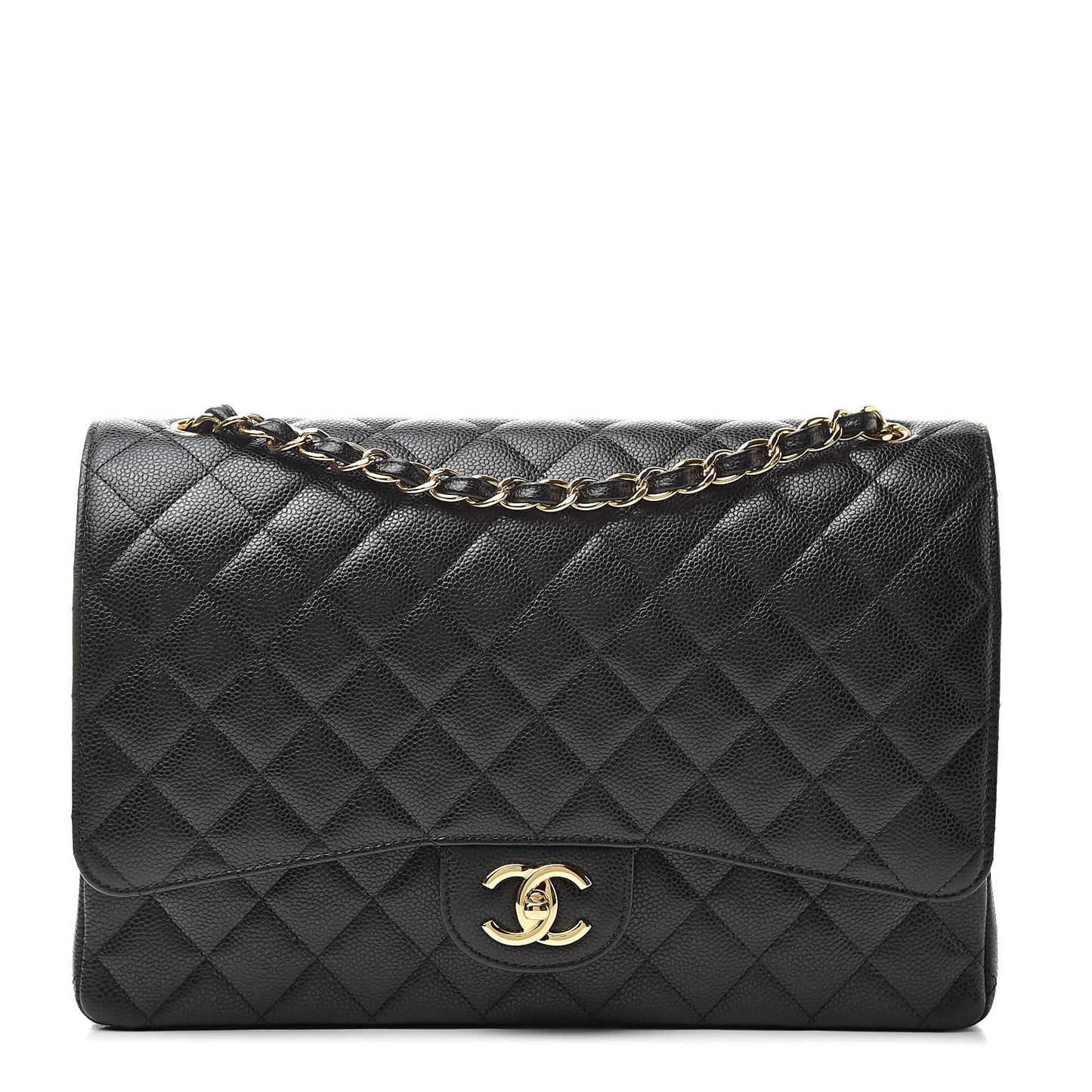 Caviar Quilted Maxi Double Flap Black