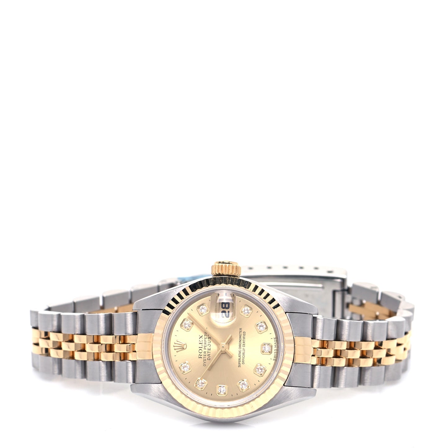 Stainless Steel 18K Yellow Gold Diamond 26mm Oyster Perpetual Datejust Watch Champagne 69173