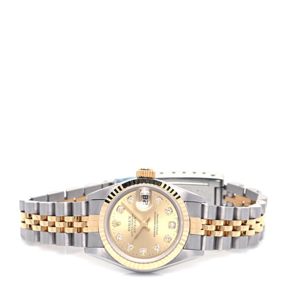 Rolex Stainless Steel 18K Yellow Gold Diamond 26mm Oyster Perpetual Datejust Watch Champagne 69173 3 of 8