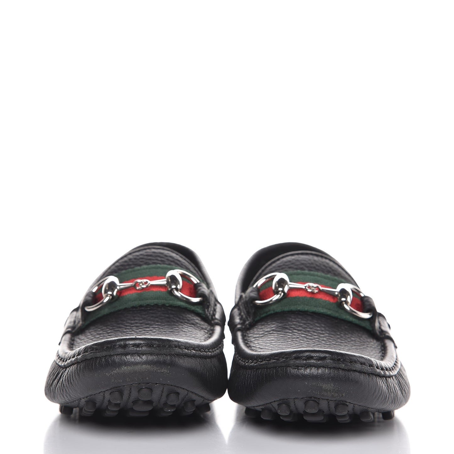Road Calfskin Web Womens Horsebit Driver Loafers 35.5 Black