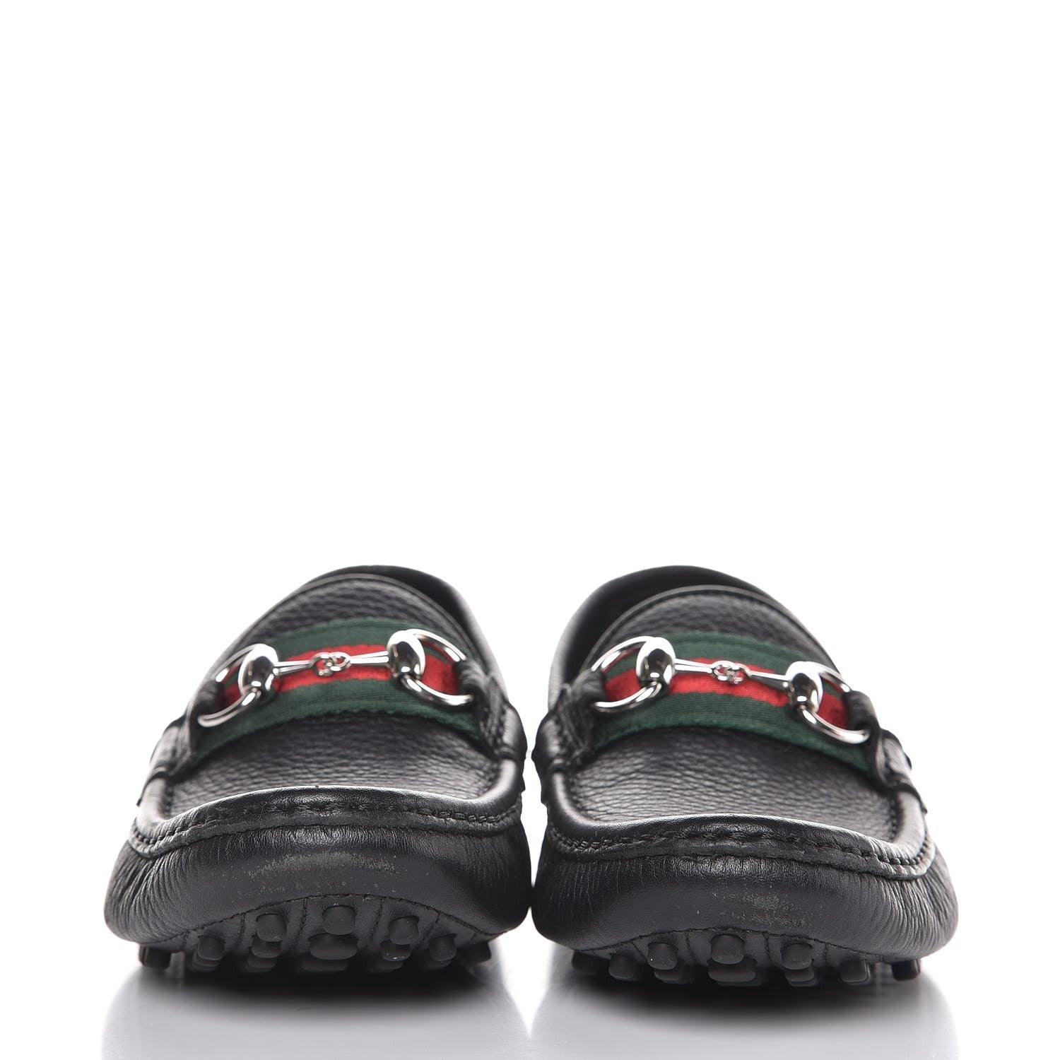 Gucci Road Calfskin Web Womens Horsebit Driver Loafers 35.5 Black 2 of 9