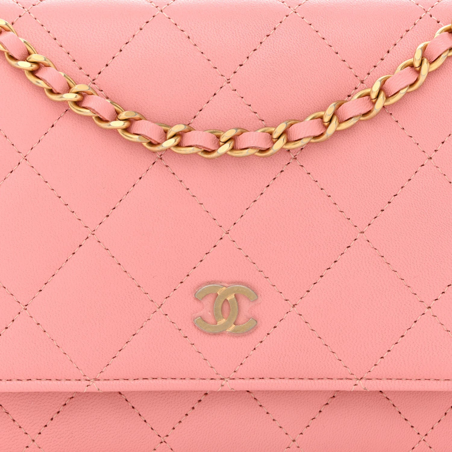 Chanel Lambskin Quilted Wallet On Chain WOC Pink 8 of 11