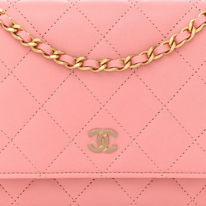 Chanel Lambskin Quilted Wallet On Chain WOC Pink 8 of 11