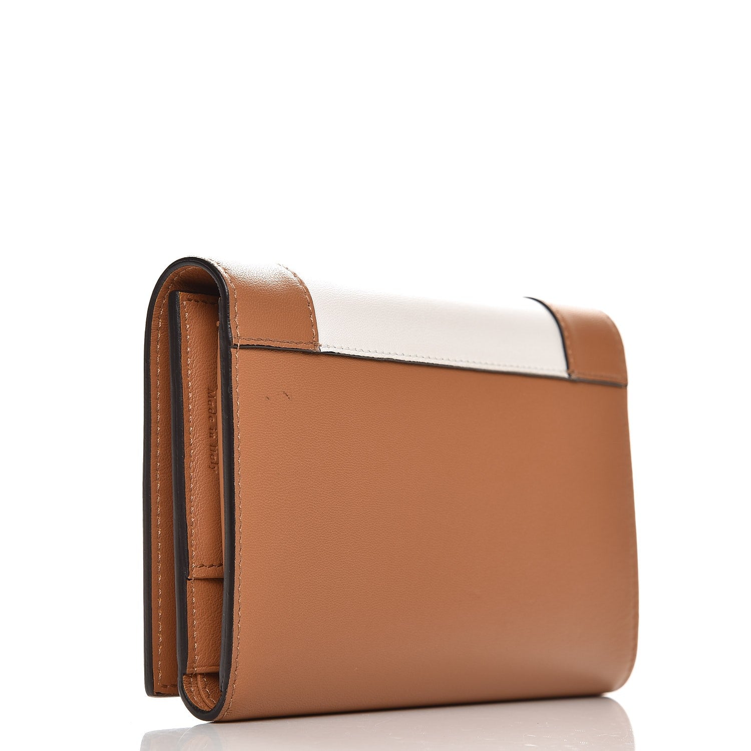 Celine Smooth Lambskin Medium Frame Multifunction Wallet Tan Optic White 3 of 10