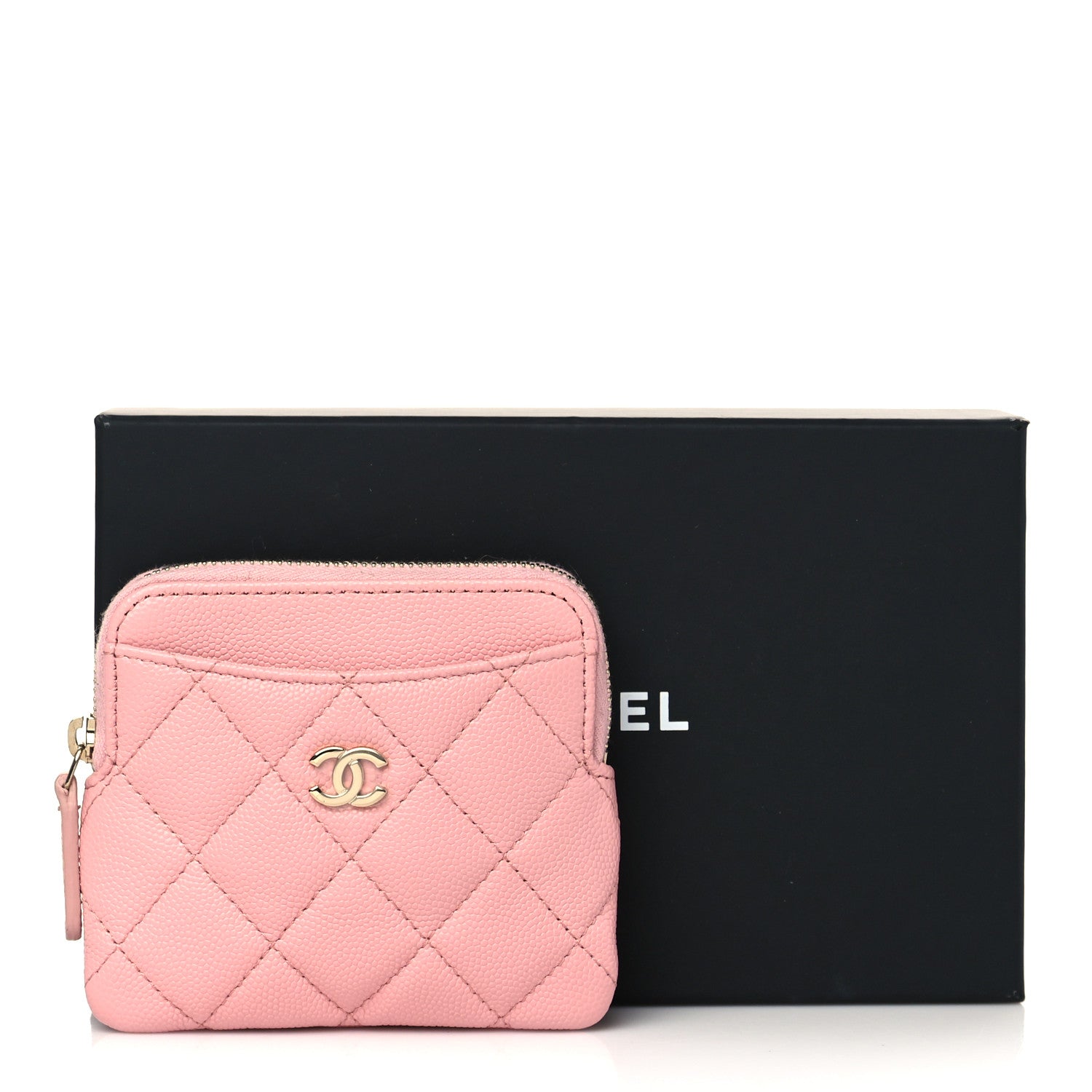 Chanel Caviar Quilted Zip Card Holder Wallet Light Pink 8 of 8