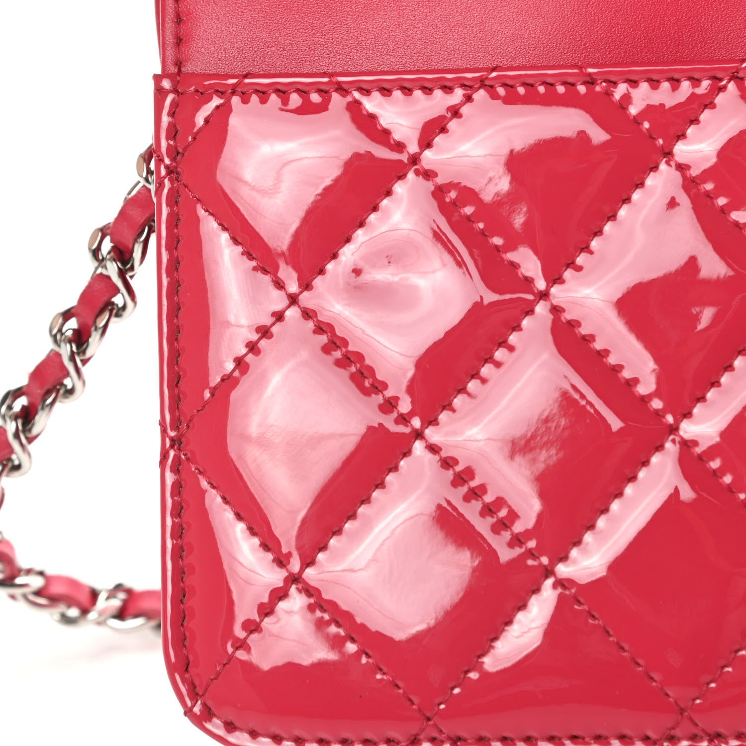 Chanel Patent Calfskin Quilted Boy Wallet On Chain WOC Pink 12 of 12