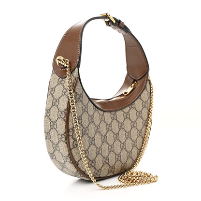 Gucci GG Supreme Monogram Azalea Calfskin Mini Retro Interlocking G Half Moon Bag Beige Ebony Brown Sugar 3 of 11