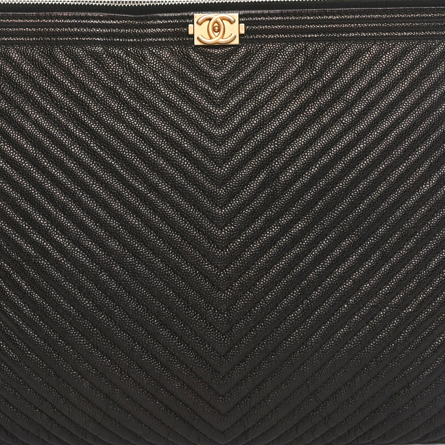 Caviar Chevron Boy Zip Pouch Black