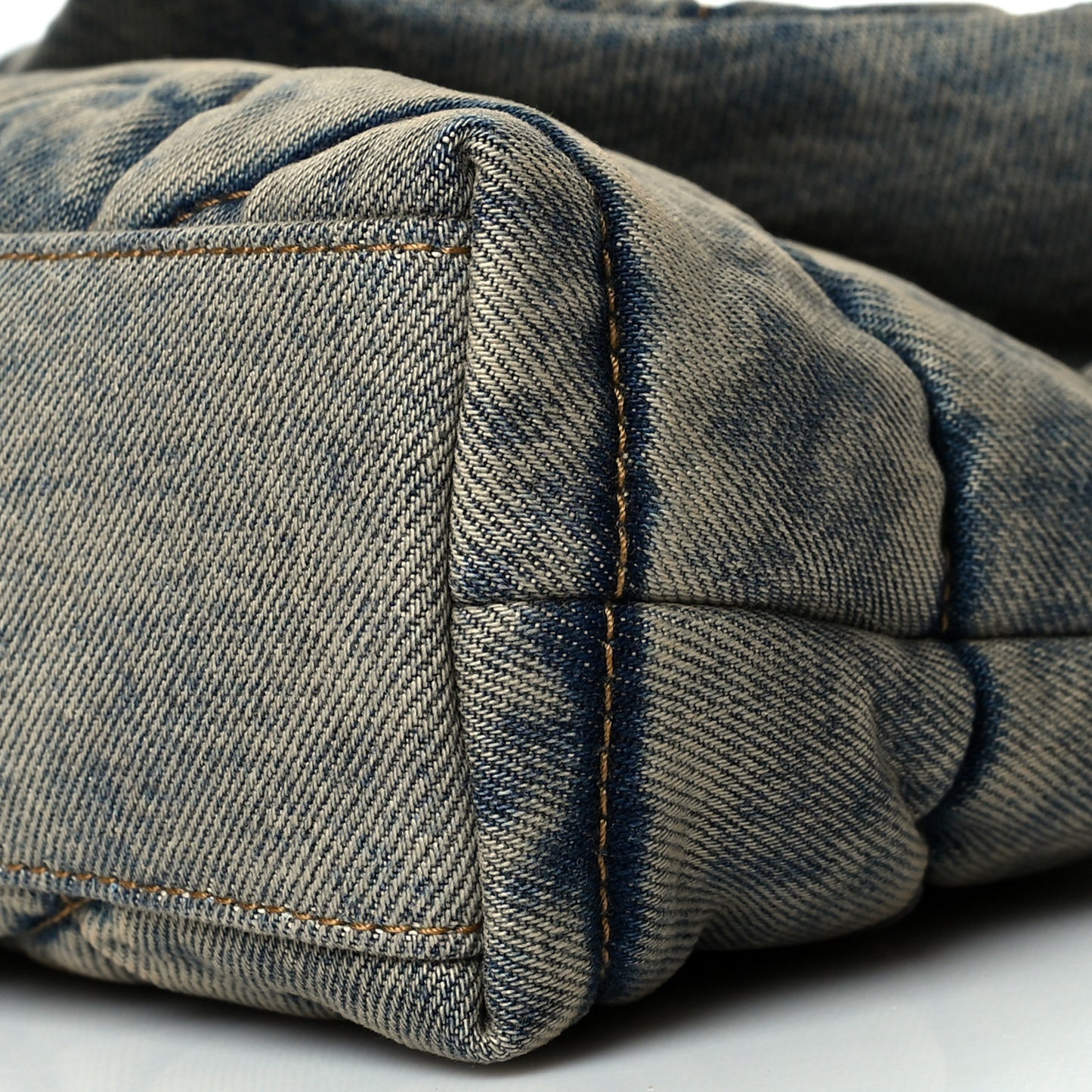 Denim Quilted Toy Loulou Puffer Monogram Chain Satchel Rodeo Blue